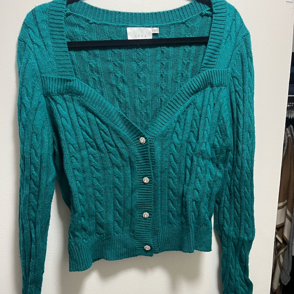 Green cardigan